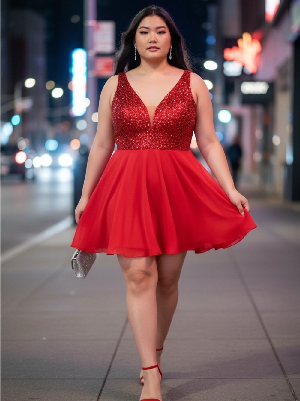 Sherri Hill Red Embellished V-Neck Mini Dress - Prom or Party Ready To Go! - Picture 7 of 7